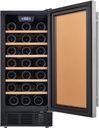 15 Inch Wine Cooler Under Counter, Built In 33 Bottle Wine Fridge Refrigerator, Under Cabinet Glass door Stainless Steel Black Wine and Beverage Cellar For Home Bar With LED And Low Noise