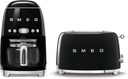 Smeg Retro Drip Coffee Machine and 2-Slice Toaster Bundle (Black)