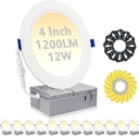 HiBay 12 Pack Canless LED Recessed Ceiling Lights 4 Inch, 1200LM 12W=150W, 5CCT Ultra-Thin Recessed Lighting, Dimmable Wafer Downlight Fixtures - ETL and Energy Star Certified