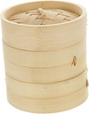 IMIKEYA Handmade Steamer Basket with Lid Kitchen Food Steamer for Healthy Cooking Woven for Steaming Dumplings Buns Vegetables Preserves Nutrients and Flavor