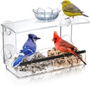 Window Bird Feeder for Outdoors-Clear Acrylic Window Bird Feeders with Strong Suction Cups and Removable Seed Tray,Transparent Birdhouse for Viewing Wild Birds, Ideal Outside Gardening Gifts