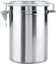 Stainless Steel Coffee Container, 22oz Vacuum Sealed Home Kitchen Food Storage Jar with Window Lid for Grounds Sugar Tea Bean Cereal Silver