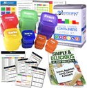 Portion Control Containers DELUXE Kit (14-Piece) with COMPLETE GUIDE + 21 DAY PLANNER + RECIPE eBOOK BPA FREE Color Coded Meal Prep System for Diet and Weight Loss