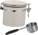 Unomor 304 Stainless Bean Container with Spoon Airtight Storage for Tea Sugar and Cookies Exhaust Valve for Freshness for Kitchen and Office