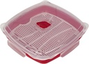 EXULTIMATE Vented Microwave Steamer for Vegetables Rice and Fish, Red