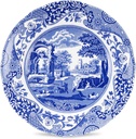 Spode Blue Italian 8-Inch Salad Dish - Fine Earthenware Serving Plate with Eastern Border Motif - Classic White Center - Microwave, Freezer, Oven, Dishwasher Safe, Great for Gifting