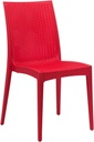 LeisureMod Modern Stackable Dining Side Chair, Indoor/Outdoor Woven Design Accent Chair with Steel Frame and Padded Seat (Red)