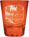 R and R Imports West Palm Beach Florida Souvenir Engraved Full Color 2oz Shot Glass Orange 2-Pack