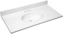 Pemberly Row 37x19" Traditional Marble Single Bowl Vanity Top in Solid White