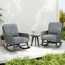 3-Piece Outdoor Rocking Chair Set with Side Table - All-Weather PE Wicker Patio Furniture Modern Rattan Seating for Small Spaces, Balcony, Garden, Porch