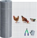 Chicken Wire Fencing Hardware Cloth 1/2 inch 19 Gauge Rust-Resistant Mesh Roll with Snips/Gloves for Chicken Coop/Vegetable/Garden/Plants/Poultry Enclosures/Tree/Gutter Guards 48 inch x 50 ft