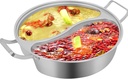 Double-flavor Hot Pot, 304 Stainless Steel Soup Cookware with Divider and Clear Lid for Cooking, for Induction Cooktop, Gas Stove & Hot Burner (12.8in)