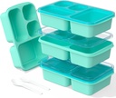 Bento Lunch Box - 4 Pack, 4-Compartment Meal Prep Containers, Adult Bento Box, Microwave & Dishwasher Safe (PP(Blue))