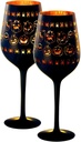 Crystal Stemmed Spooky Wine Glasses Set of 2 Frosted Black and Gold Ghost Pattern Goblets for Gothic Parties Pumpkin Décor Seasonal Entertaining and Unique Gifts for Him or Her 16oz