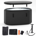 GYMAX Cold Plunge Tub, XL 129 Gal Oval Ice Bath Tub with Lid, Backpack, Pump & Floor Mat, Portable Inflatable Ice Bath for Cold Water Therapy, Ice Tubs for Cold Plunge Indoor Outdoor Home Gym (Black)