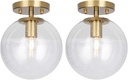 ALICE HOUSE 2 Pack 8-inch Modern Flush Mount Light, Seeded Glass Ceiling Light, Brushed Brass Hallway Light Fixtures for Bedroom, Closet, Entryway, Bathroom, Kitchen AL4801-S2GD
