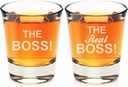 The Boss and The Real Boss Engraved Fluted Shot Glass