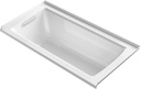 KOHLER K-1946-L-0 Alcove Bath with Tile Flange and Left-Hand Drain, 60" x 30", White