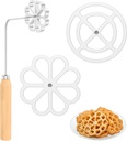 3 Pcs Rosette Iron Molds Set, Aluminium Rosette Maker, Bunuelos Mold with Handle, Round Waffle Molds, Funnel Cake Ring Pastry Bunuelo Maker Tools for Kitchens Baking Cooking