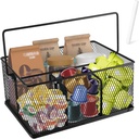 Coffee Bar Organizer,Metal Mesh Coffee Bar Accessories with Hideaway Handle,Large Capacity coffe e Station Organizer Basket for Countertop,for coffee Pods Holder,Tea Condiment(Black)