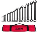 ABN Standard Wrenches Set - 16 Piece SAE Combination Wrench Set 1/4in to 1-1/4in SAE Wrench Set with Roll Up Pouch
