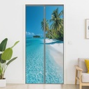 Ocean Beach Magnetic Screen Door, Tropical Palm Tree Seascape Door Curtain with Magnets, Self-Sealing Privacy Mesh for Entry Patio Bedroom 30 x 80 Inch
