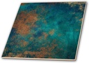 3dRose Teal and Image of Copper Abstract - Ceramic Tile, 4-inch (ct_316248_1)