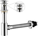 Bathroom Sink P-Trap Complete Set Adjustable Threaded Tube 1-1/4 Bottle Trap Solid Brass Sink Drain Stopper,Threaded Tube Design for Bending Angles, Overflow Design, Polished Chrome