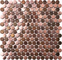 Blujellyfish Copper Penny Round Tile Wall Backsplash Accents Penny Round Mosaic Tiles for Shower Floor (Box of 5 Sheets)