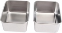2pcs Square Stainless Steel Baking Box Food Storage Container Lid for Cake and Bread Sturdy and Easy to Clean for Home Baking