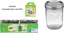 Ball Mason PINT Jars Wide-Mouth Can or Freeze with Lids and Bands, Set of 12, + Dissolvable Labels - (Set Of 60)