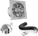 HG Power 8 Inch Exhasut Fan Kit - Metal Exhaust Fan, Metal Outside Vent Cover, 8-feet Flexible Air Ducting for Kitchen, Garage, Basement, Chicken Coop, Workshop, Greenhouse Ventilation Use