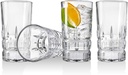 Godinger - Crosby Square Highball Beverage Glass Cup - for Water, Wine, Beer, Cocktails and Mixed Drinks Set of 4