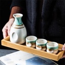 Hand-Painted Japanese Retro Ceramic Sake Set, White Wine Glass Pot, Small Wine Glasses