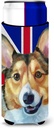 Corgi with English Union Jack British Flag Ultra Beverage Insulators for slim cans