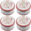 Angoily 4PCS Small Christmas Cookie Tins with Lids for Giving, Christmas Holiday Printed Round Metal Tins with Lids for Cookies, Candy, Food Presents for Xmas Holiday Party (13. 5x13. 5cm)