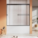 ​UCALAFEE 56-60 Inch Bathtub Shower Door 57 Inch H Matte Black, Space-Saving Sliding Design with Silent Soft-Close & Anti-Leak 1/4" (6mm) SGCC Tempered Glass for Walk-in Shower​