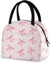 Blueangle Pink Bow Lunch Bag, Insulated Lunch Box, Small Leakproof Cooler Food Lunch Containers Reusable Lunch Tote Bags for Work, Travel, Outdoor