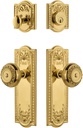 Nostalgic Warehouse Meadows Entry Set with Meadows Knob in Polished Brass-2 3/8" Backset-Universal Handing