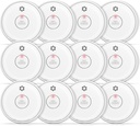 Fire Alarms Smoke Detectors, Smoke Alarm Battery Operated, Fire Alarm with Test Button & Low Battery Signal, Photoelectric Technology Fire Detectors for Bedroom and Home,12 Packs