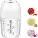 450ML Electric Garlic Chopper, Mini Portable Food Processor, Garlic Grinder Masher for Onion, Ginger, Chili, Fruit, Vegetable, Meat