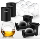Clear Ice Cube Maker, 2.5" Stainless Steel Ice Ball Maker Mold for Whiskey & Cocktails, Non-BPA Premium Silicone Ice Cube Molds, Easy-Release Sphere Ice Maker, Bourbon Gifts for Men (2 PACK)