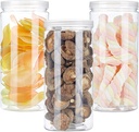 3 PCS 46OZ/1360ml Clear Plastic Round Storage Jars,Empty Plastic Jars with Lids,Clear Plastic Storage Jars with Screw on Lids for Dry goods,Noodles,Spices and More