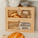 Corner Bread Box for Kitchen Countertop - New 2025 Design, Vintage Bamboo Wooden BreadBox, Large, Double Layer Storage for Homemade Bread, Sourdough, Panera, Under Cabinet Organizer