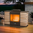 EAGLE PEAK Outdoor Propane Fireplace 50,000 BTU Ventless Gas Fireplace with Hidden Storage & Adjustable Flame, Patio Heater for Decks Backyards, Gray/Tan