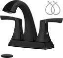 VXV Bathroom Faucet Matte Black, 2 Handles Low Arc Bathroom Sink Faucets, 4 Inch Centerset Bath Lavatory Faucets with Pop-up Drain & Faucet Supply Lines (MB)