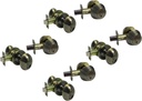 Antique Brass Entry Entrance Oval Egg Shaped Knob Handle with Matching Double Cylinder Deadbolt (keyed on Both Sides) Combo Pack Keyed Alike 6093AB (4 Set)