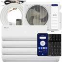 Della 36K BTU ODU Quad 4 Zone (9K 9K 12K 18K) Mini Split 20 SEER2 208-230V Cools Up to 2350 Sq.Ft, Works with Alexa, Wifi Energy Efficient Multi Zone Air Conditioner Pre-Charged Heat Pump Full Set