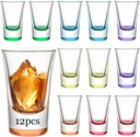 Ruckae 12 Pack 1oz Shot Glasses Set with Heavy Base Gradient Colorful Shot Glasses Bulk for Vodka Tequila Whiskey Liquor