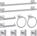 Brushed Nickel Bathroom Hardware Accessories Towel Bar Set, 10 Pieces Bathroom Towel Bar Holder Set, 23.6 Inch Stainless Steel Toilet Paper Holder Towel Racks for Bathroom Wall Mounted